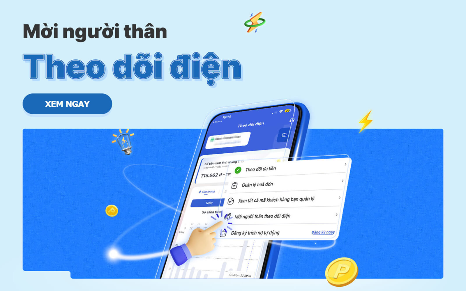 Hướng Dẫn Mời Người Thân Theo Dõi Điện Năng Hàng Ngày Bằng EPoint