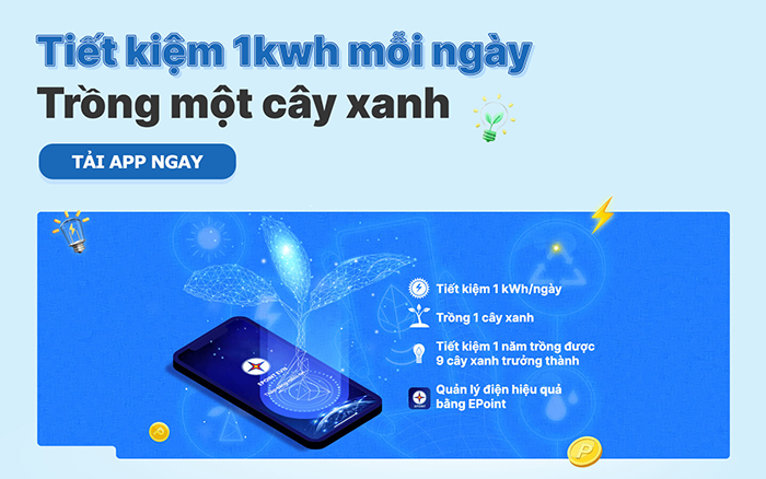 Tiết kiệm 1 kWh điện mỗi ngày – Gieo hạt xanh, giảm phát thải CO₂, bảo vệ Trái Đất